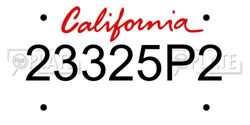 23325P2 California License Plate