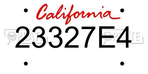 23327E4 California License Plate