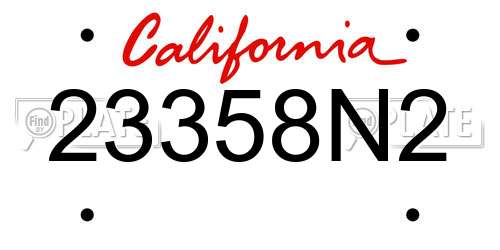 23358N2 California License Plate