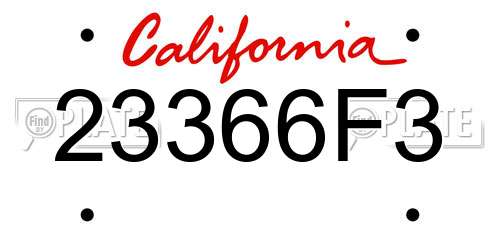 23366F3 California License Plate