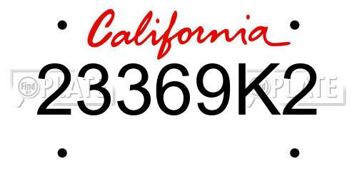 23369K2 California License Plate