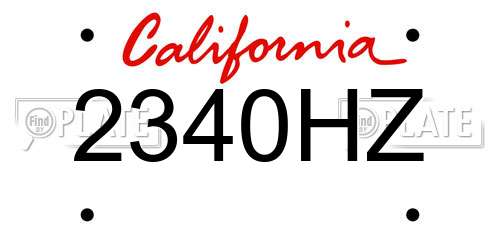 2340HZ California License Plate