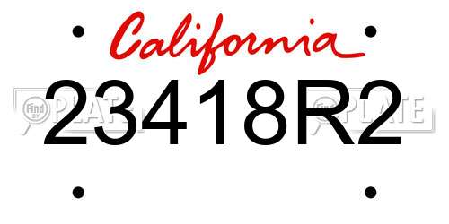 23418R2 California License Plate