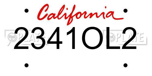 2341OL2 California License Plate