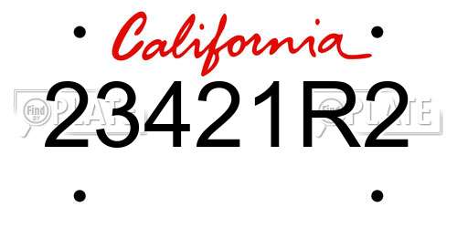 23421R2 California License Plate