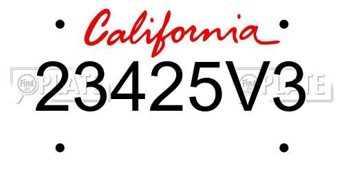 23425V3 California License Plate