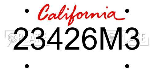 23426M3 California License Plate