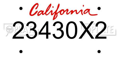 23430X2 California License Plate