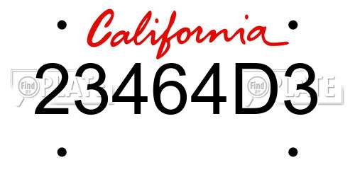 23464D3 California License Plate