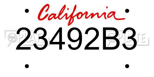 23492B3 California License Plate