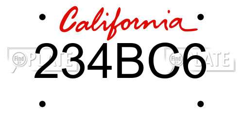 234BC6 California License Plate