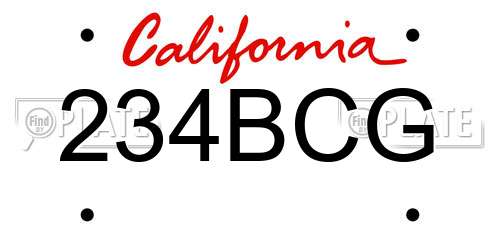 234BCG California License Plate