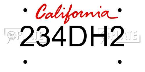 234DH2 California License Plate