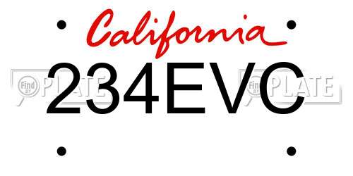 234EVC California License Plate