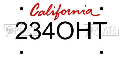 234OHT California License Plate