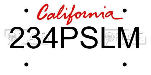 234PSLM California License Plate