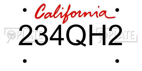 234QH2 California License Plate