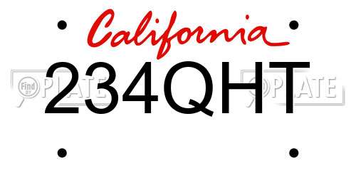 234QHT California License Plate