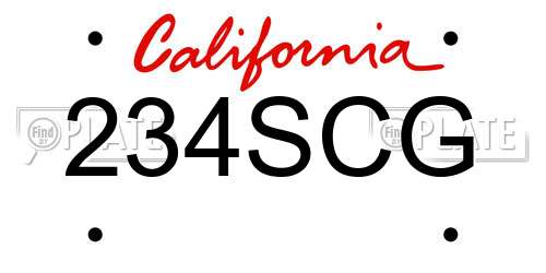234SCG California License Plate