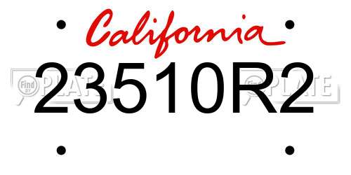 23510R2 California License Plate