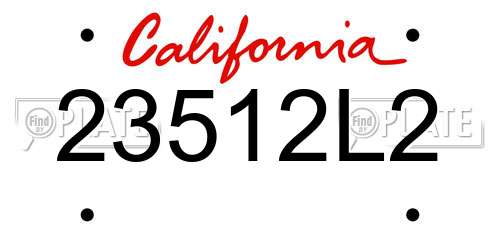 23512L2 California License Plate