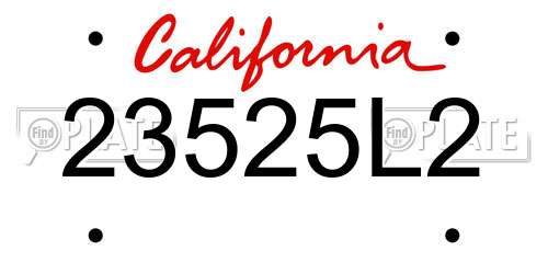 23525L2 California License Plate