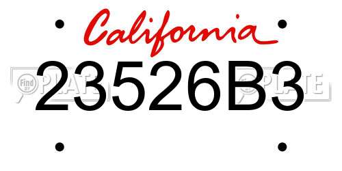 23526B3 California License Plate