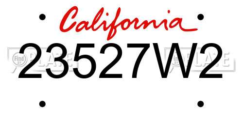23527W2 California License Plate