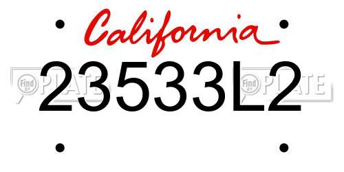 23533L2 California License Plate