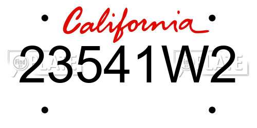 23541W2 California License Plate