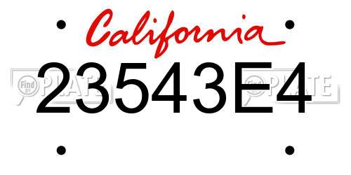 23543E4 California License Plate