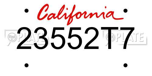 23552T7 California License Plate