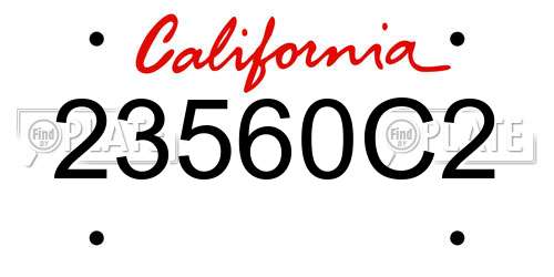 23560C2 California License Plate