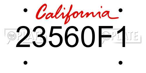 23560F1 California License Plate