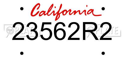 23562R2 California License Plate