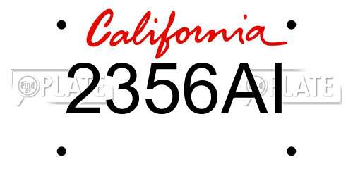 2356AI California License Plate