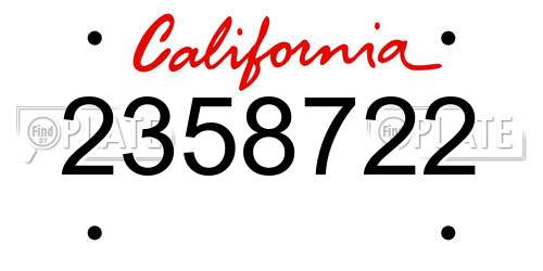 2358722 California License Plate