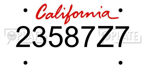23587Z7 California License Plate