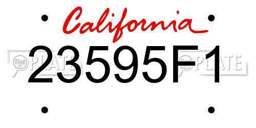 23595F1 California License Plate