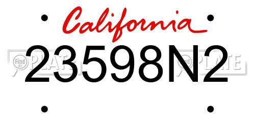 23598N2 California License Plate