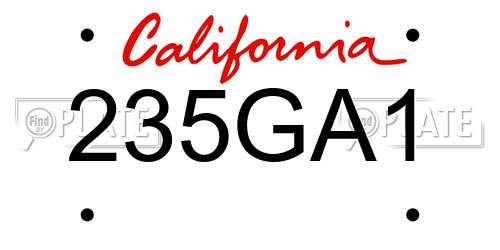 235GA1 California License Plate