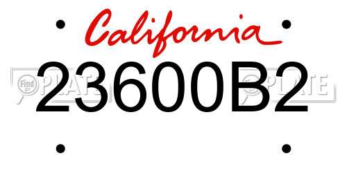 23600B2 California License Plate