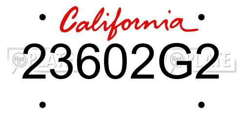 23602G2 California License Plate