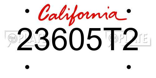 23605T2 California License Plate