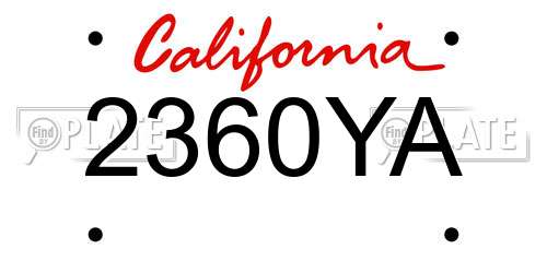 2360YA California License Plate