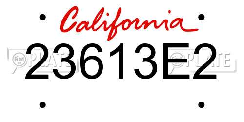 23613E2 California License Plate