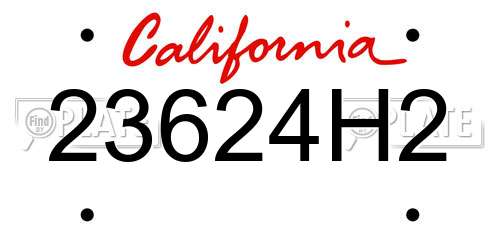 23624H2 California License Plate