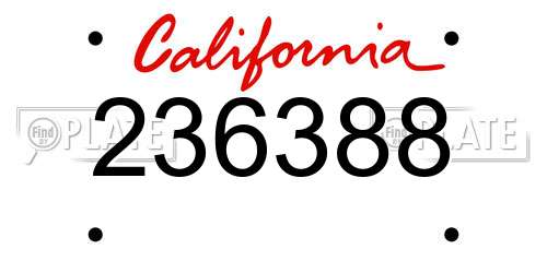 236388 California License Plate