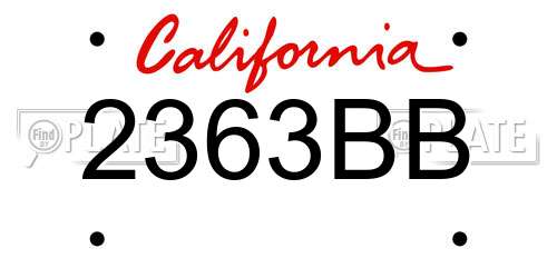 2363BB California License Plate