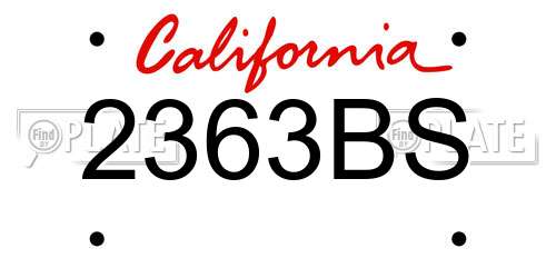 2363BS California License Plate